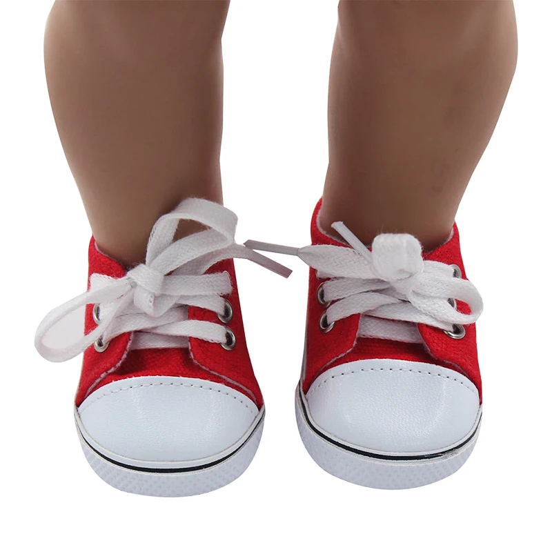 Lalka Talk Baby Doll Modne Płótno Trampki Buty Dla Dziewczynek i Dziewcząt 18 cali Akcesoria Dla Lalek Buty Z okrągłym na Płótnie buty sznurowane