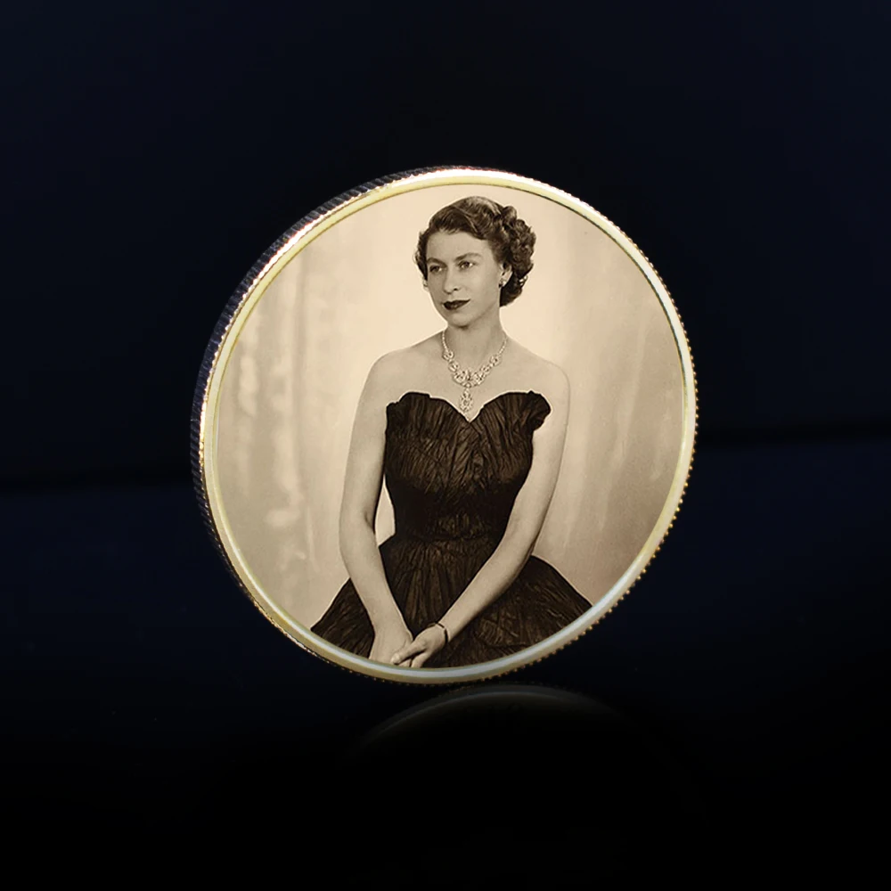 Królowa Anglii Złote Monety Pamiątkowe Monety, Metalowe Monety Kolekcjonerskie Elżbieta II Pamiątka Wystrój Domu Festiwal Prezent