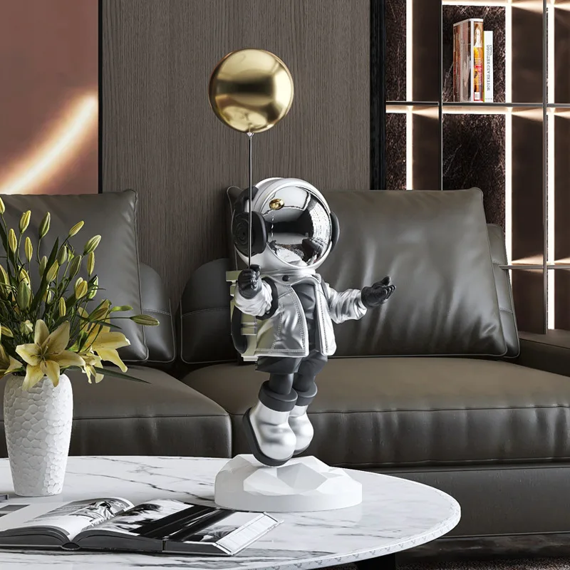 Powłoka Złoty Duży Astronauta Projekt dekoracji wnętrz Podłogowy Ornament Luksusowy Rzeźba Współczesna Moda Rzemiosło, Rzeźba, Żywica Wystrój Pokoju