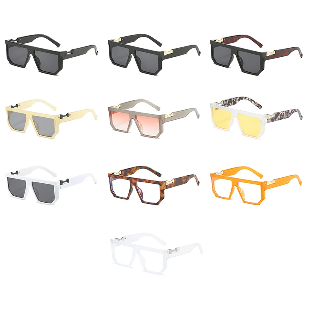 Peekaboo duża oprawka, okulary z płaskim dachem uv400 męskie retro kwadratowe okulary dla kobiet, czarne, żółte, metalowe ozdoby 2023 sprzedaż