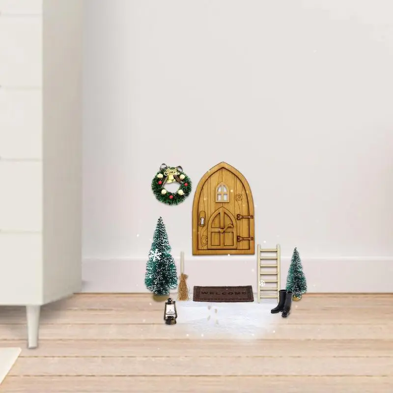 Dom dla lalek Elf Drzwi Mini Typu DIY Domki dla Lalek Atmosfera Model Świąteczna Scena Ozdoba Na Choinkę I Okien w Domu