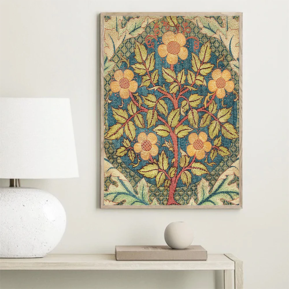 Vintage Tekstylny Plakat Streszczenie Botaniczna Obraz Na Płótnie William Morris Art Print Boho Kwiat Ścienny Obraz Dekoracje Do Salonu, Sypialni