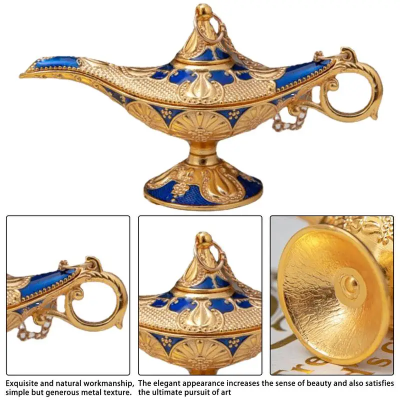 Retro Metalowe Rzeźbione Lampy Z Życzeniami Vintage Aladeen Magiczna Lampa Planszowe Ozdoby Magiczne Wieczorowe Biżuteria