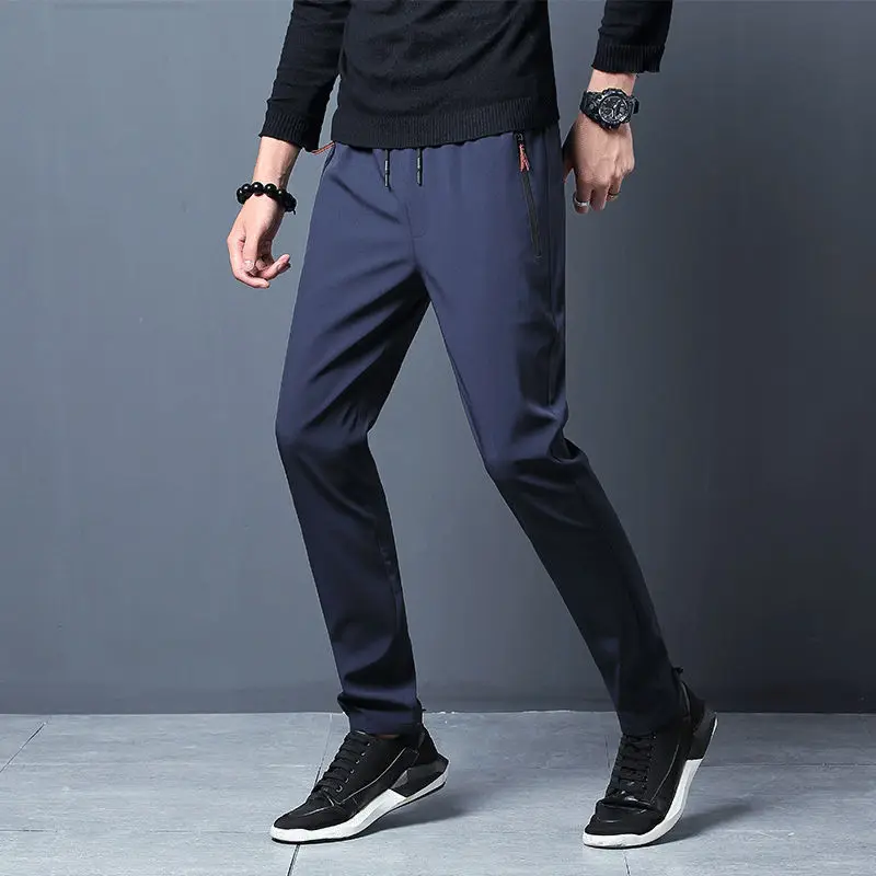 Casual Spodnie, Męskie, Letnie Oddychające spodnie z Jedwabiu jedwab, Nowe Temat Koreańskich Uniwersalne Szybkoschnące Proste Spodnie Tide