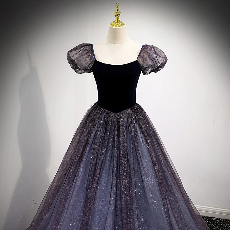 SSYFashion Elegancka Sukienka Księżniczki w formie Trapezu Z Pełnymi Rękawami długości podłogi, Błyszczące Suknie Wieczorowe Na Studniówkę, Vestidos De Fiesta