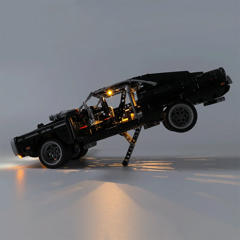 Zaawansowany technologicznie Samochód z Serii Doms Dodged Charger 42111 Model Bloki Samochód Super MOC Led Zestaw Klockow Zabawki Dla chłopców Dzieci