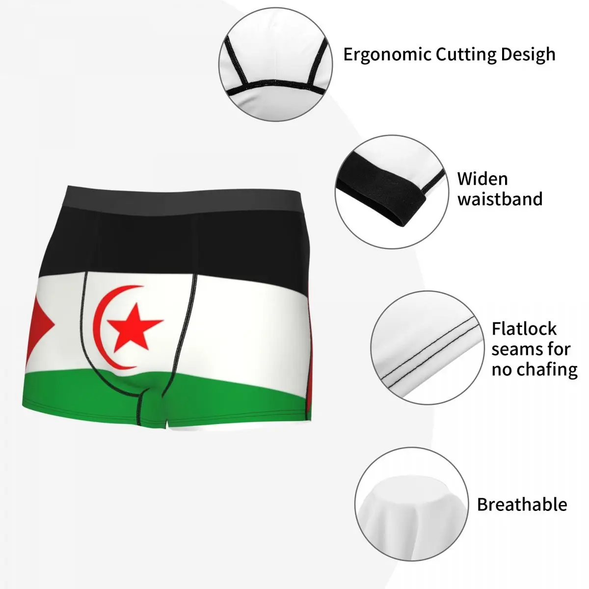 Moda Męska Flaga Sahary Zachodniej Bielizna Majtki Bokserki Męskie Miękkie Szorty Majtki