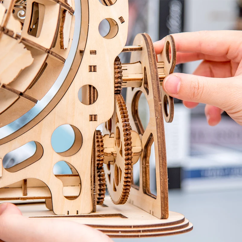 Robotime 147 szt. DIY Obrotowy 3D Globe Cięcie Laserowe Drewniana Gra Logiczna Montaż Zabawka Prezent dla Dzieci Młodzieży Dorosłych WT001