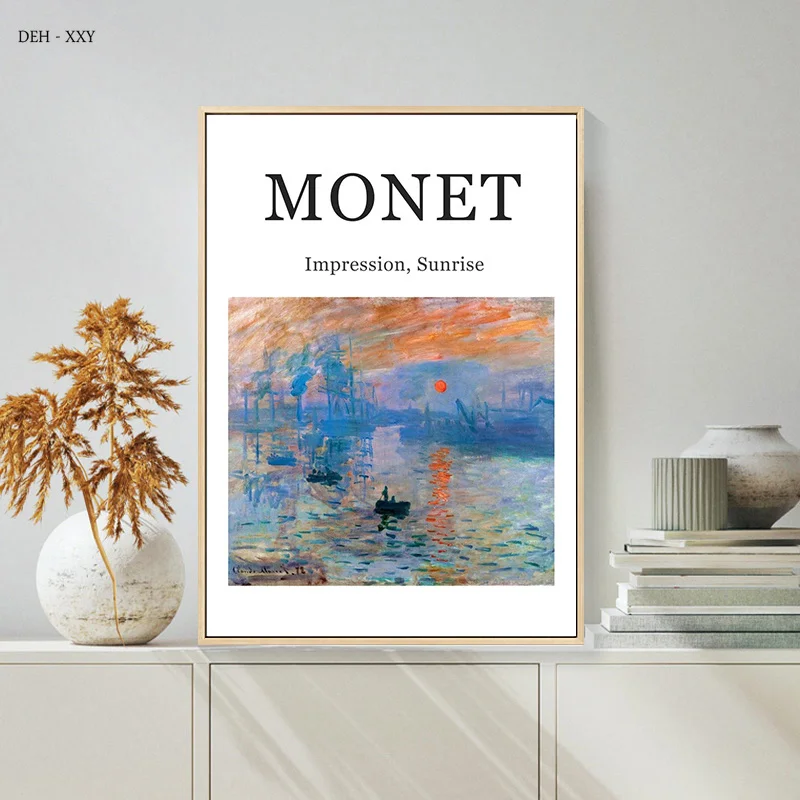 Kolekcja Dzieł Sztuki Impresjonistów Monet Płótnie Obraz Wschód Słońca, Lilie Wodne Malarstwo Abstrakcyjne Plakat dla Współczesnego Kina Wystrój Pokoju