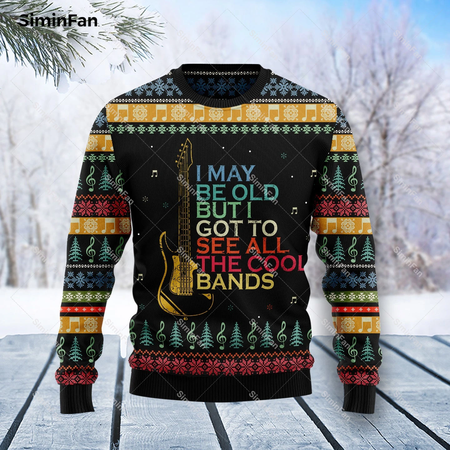 Gitara Rock Uroczysty Świąteczny Sweter Z 3D Print Męski Sweterek Casual Bluza Parę Koszul Z Długimi Rękawami Unisex Damska Top