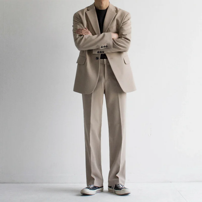 IEFB Nowy Jesienny Komplet Spodnie Koreański Trend Casual Szerokie Długie Spodnie Męskie Bezpośrednie Temat Biznesu Spodnie 9Y6277