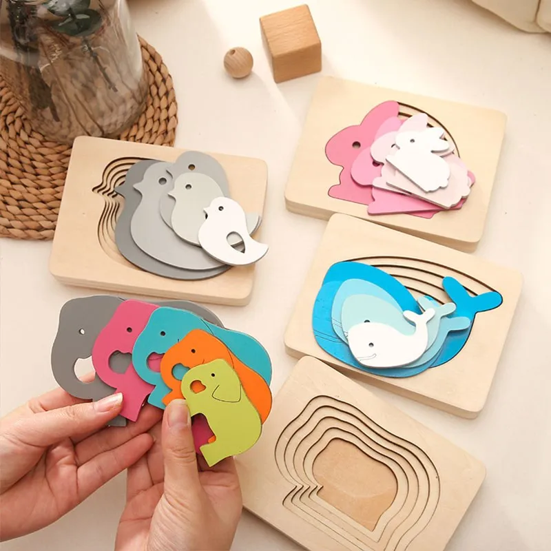 Dzieci Montessori Zabawki Zwierzęta Puzzle 3D Dla Dzieci Kreskówka Zwierząt Słoń Dzieci Puzzle Prasowania Wczesnej Edukacji Zabawki W Prezencie