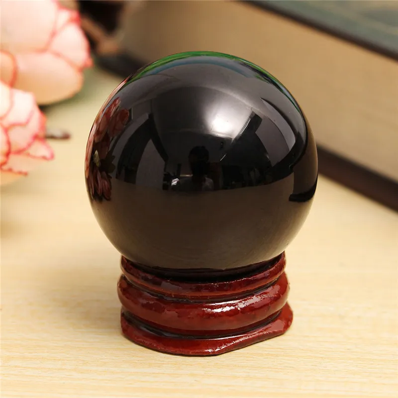 Nowy 40 mm Naturalny czarny Czarny Kamienną Kulę Kryształową Kulę Uchwyt Z Kamieniem Leczniczym Biuro w Domu Rzemiosła Biżuteria Prezent Świąteczny