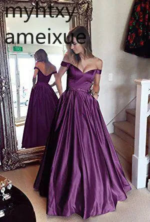 Elegancka Satynowa Sukienka Z Fajnym Ramię 2023 Podłogi Na Zamówienie Plus Rozmiar Suknia Suknie Dla Kobiet