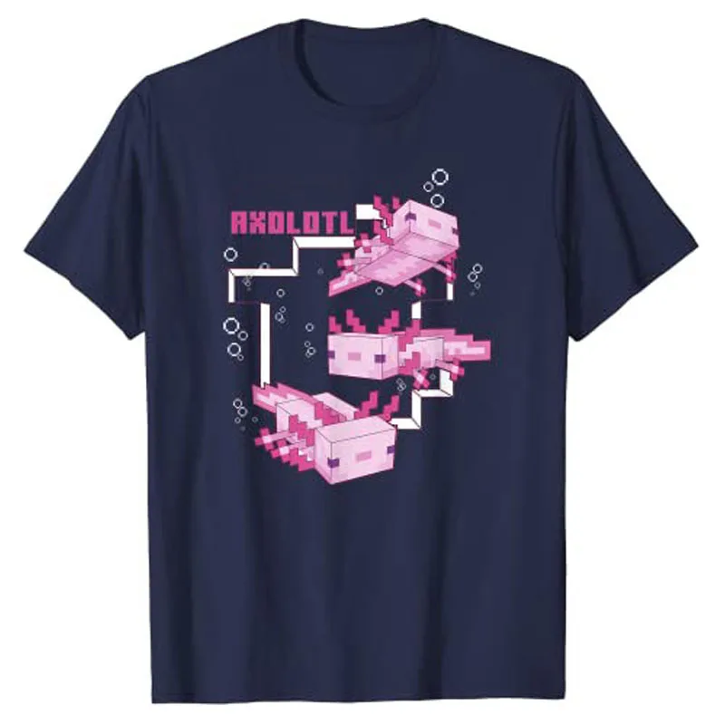 Różowy t-Shirt z wizerunkiem Stawu Аксолотля, Top Y2k, Graficzne t-Shirty, Odzież dla miłośników Аксолотля, Estetyczna Odzież dla Dzieci i Dorosłych, Bluzki z krótkim Rękawem