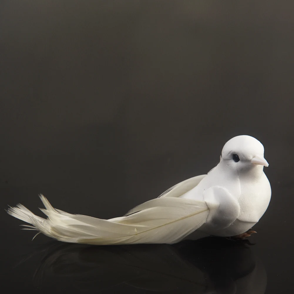 Miniaturowe Sztuczne Gołębie Biały Wystrój Słodkie Ozdoby Z Piór Rzemiosła Ptak Mini Pianka
