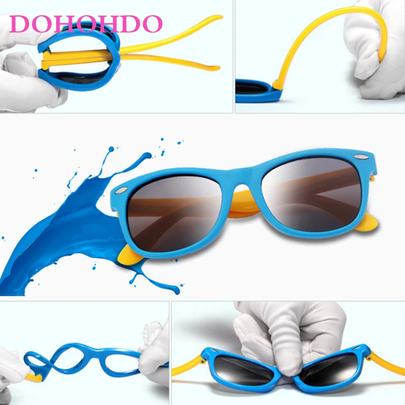 DOHOHDO Elastyczne Dziecięce Okulary Polaryzacyjne dla Dzieci Ochronne Okulary Oculos De Sol UV400 Okulary Odcienie Dla Niemowląt Z Osłoną