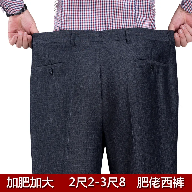 Duże rozmiary 29-56, męskie spodnie w średnim wieku, Jesień-Zima, grube, z wysokim stanem, temat elastyczny Kostium Spodnie, podwójne plisowane spodnie