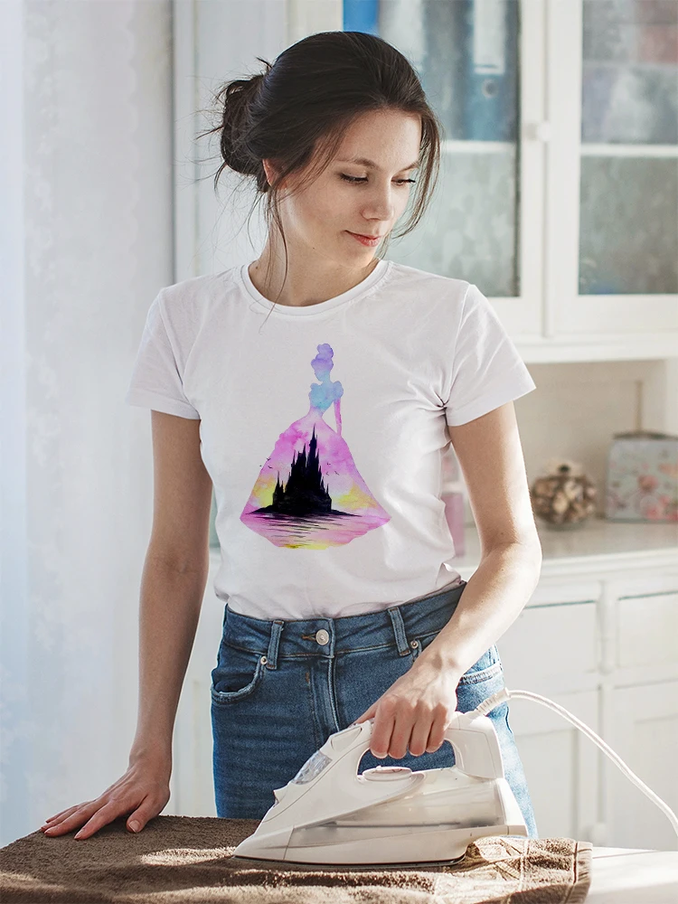 Koszulka Damska 2021 Modne Europejska Koszula Księżniczki Pocahontas Hiszpania Урбано Ropy Estetyczne Damska koszulka Disney Letnia Odzież