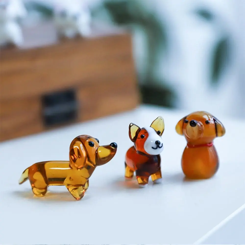 Kolorowe Ładna Szklana Pies Mini Figurka Rzemieślnicze Dekoracji W Stylu Japońskim Fajna Malutka Kreskówkowe Posąg Zwierzęcia Pokój Kawaii Dekoracje dla Dzieci