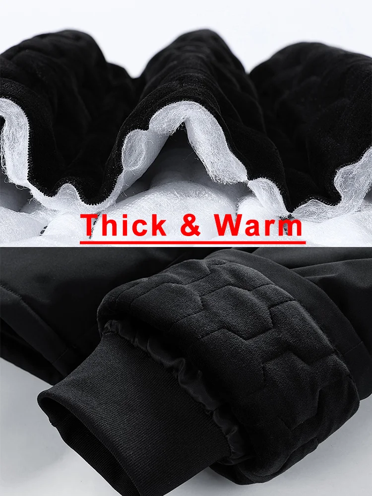 2022 Nowe Męskie Zimowe Ciepłe Spodnie dresowe z Wodoodporna i Wiatroszczelna polaru Podszewka, Gęste Termiczne Spodnie Męskie Długie Codzienne Sportowe Spodnie