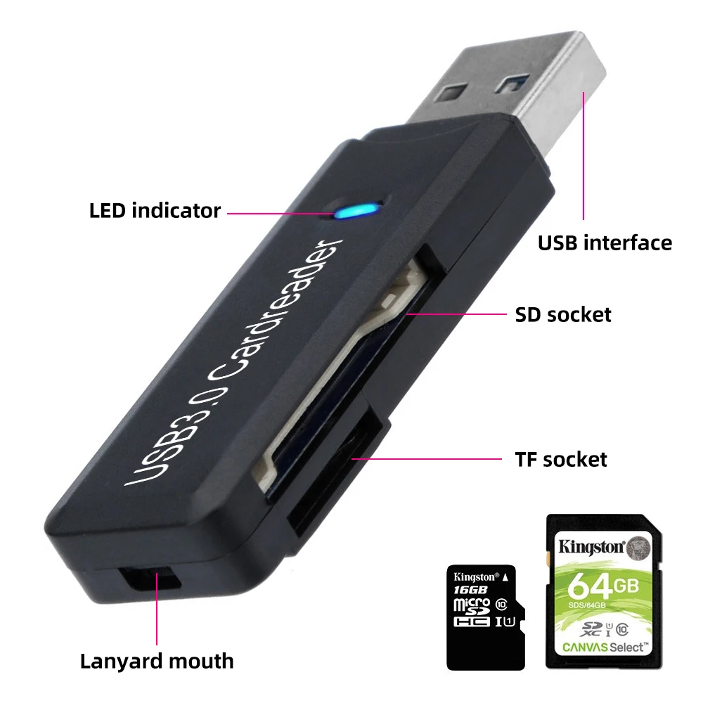 Czytnik Kart Pamięci TF SD USB 3,0 Cardreader Karty Micro Sd Do Adaptera Usb Czytnik Kart Pamięci Lector Tarjetas De Akcesoria Do Laptopów