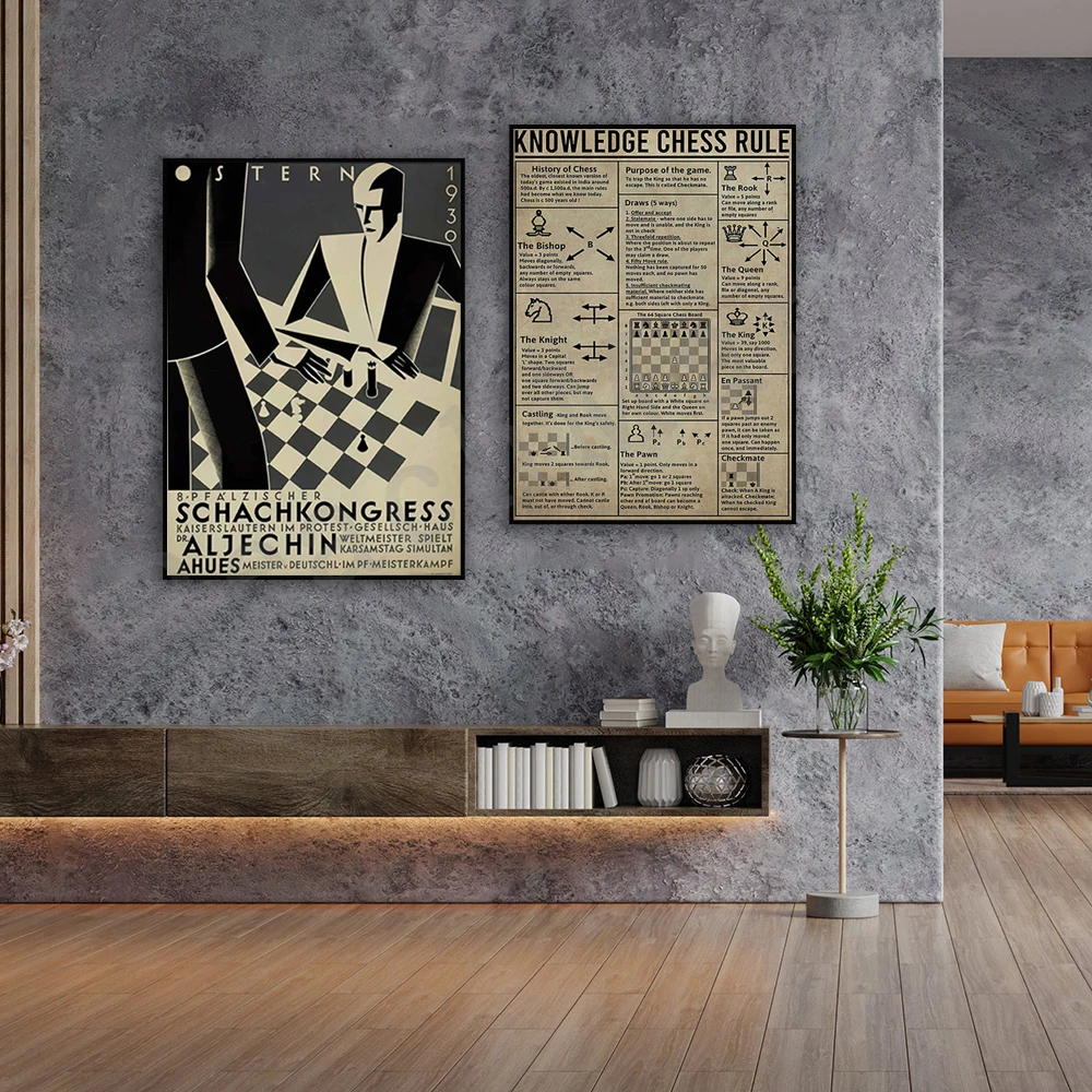 Vintage plakat szachowego turnieju - Niemcy, Wielkanoc 1930 roku, retro-plakat do zapoznania się z szachy zasady, prezent dla miłośników gry w szachy,