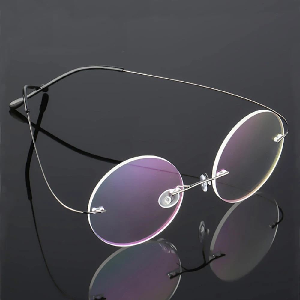 Oprawa Dla Optycznych Punktów, Damskie oprawki okularowe, okulary Dla Mężczyzn, Okrągłe Tytanowe Okulary Bez Oprawek, Oprawa, Niebieskie Diody Blokujące Okulary, Okulary