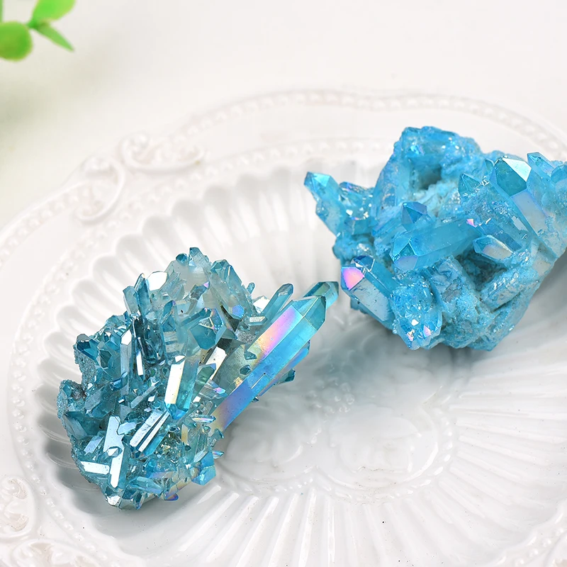 1SZT Naturalny Kryształ Klaster Galwaniczna Elektryczna Niebieski Kwarc Zdrowie, Uzdrawianie Reiki Kamień Kryształ Punktowy Wzór Dekoracji wnętrz Kolekcja