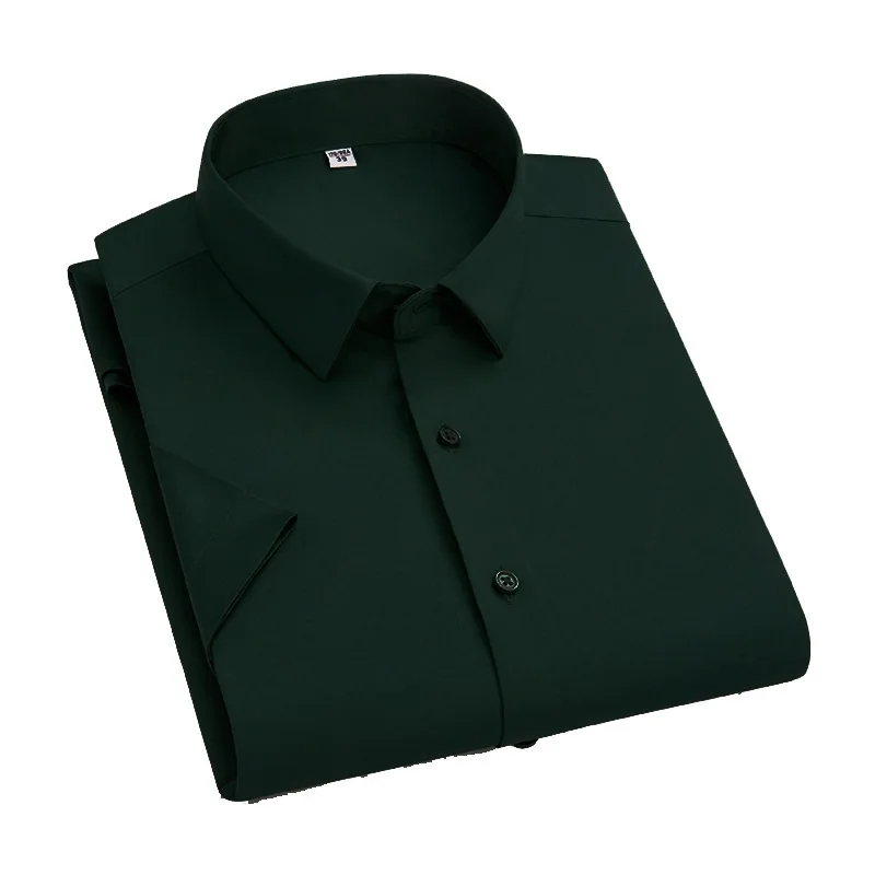 40 kg-90 kg Letnia Nowa Koreańska Modna Dopasowana Koszula Dla Mężczyzn, Inteligentne Codzienne Piękne Koszule z Krótkim Rękawem, Białe, Czarne, Zielone