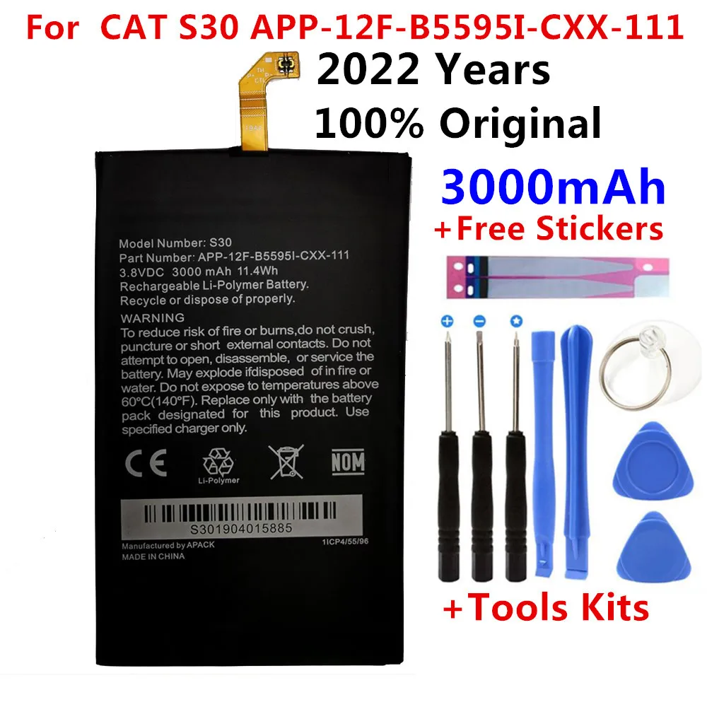 Oryginalny Nowy dla Caterpillar CAT S30 Bateria 3000 mah APP-12F-B5595I-CXX-111 Baterie + Prezent narzędzia