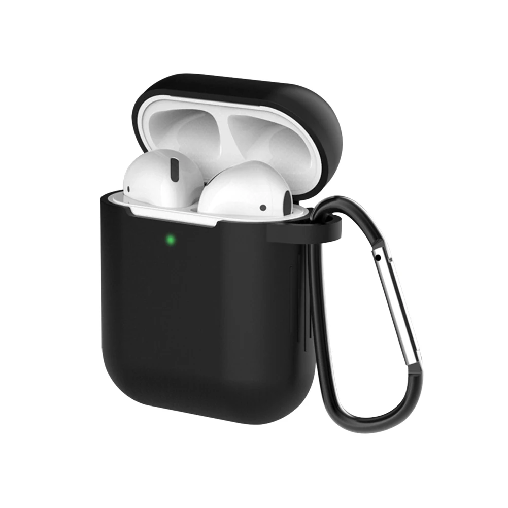 Silikonowy Pokrowiec na Słuchawki Apple Airpods 1/2 Etui dla Słuchawek Słuchawki Etui od Upadku z Karabińczykiem i Klamrą