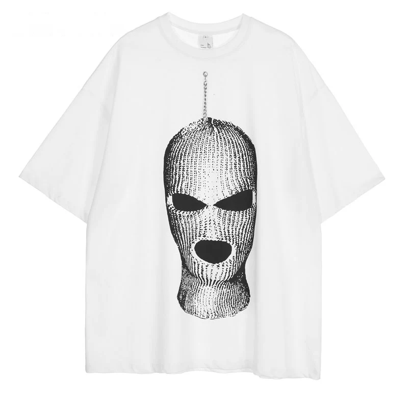Hip-Hop Gotycki Koszulka Ulica Topy Męskie Maska Graficzny Print Punk-Rock T-Shirt Harajuku Codzienne Bawełniane T-Shirty Z Krótkim Rękawem