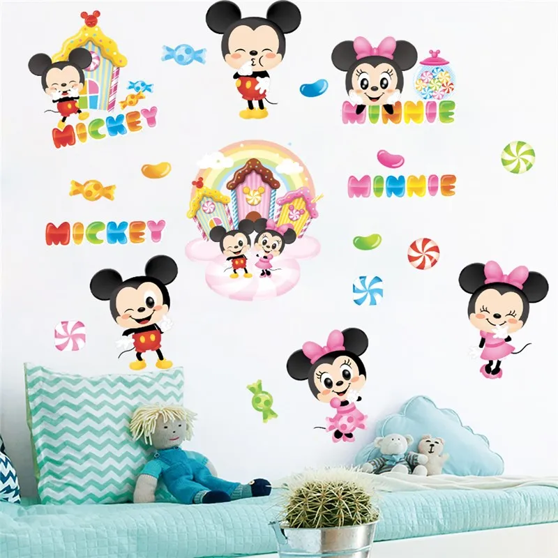 Disney Mickey i Minnie 20*30 cm Naklejki Ścienne dla Dzieci Pokój Dziecięcy Wystrój Domu Kreskówka Naklejki Na Ścianę PVC Malarstwo Sztuka Diy Tapety