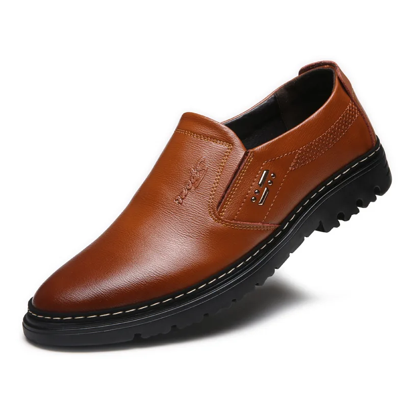 Męska casual buty z naturalnej skóry, kolekcja 2021 roku, wiosenno-jesienna oddychająca buty-mokasyny dużych rozmiarów, Modny strój, Miękkie obuwie, buty męskie