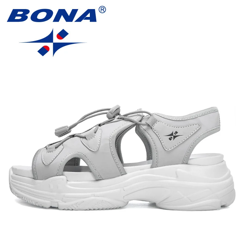BONA/Nowość w 2022 roku; Markowe letnie sportowe sandały; Damskie codzienne uliczne sandały open toe; odzież plażowa buty na platformie z wycięciami